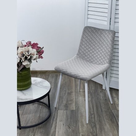 Стул TINTIN BLUVEL-03 LIGHT GREY / белый каркас М-City 