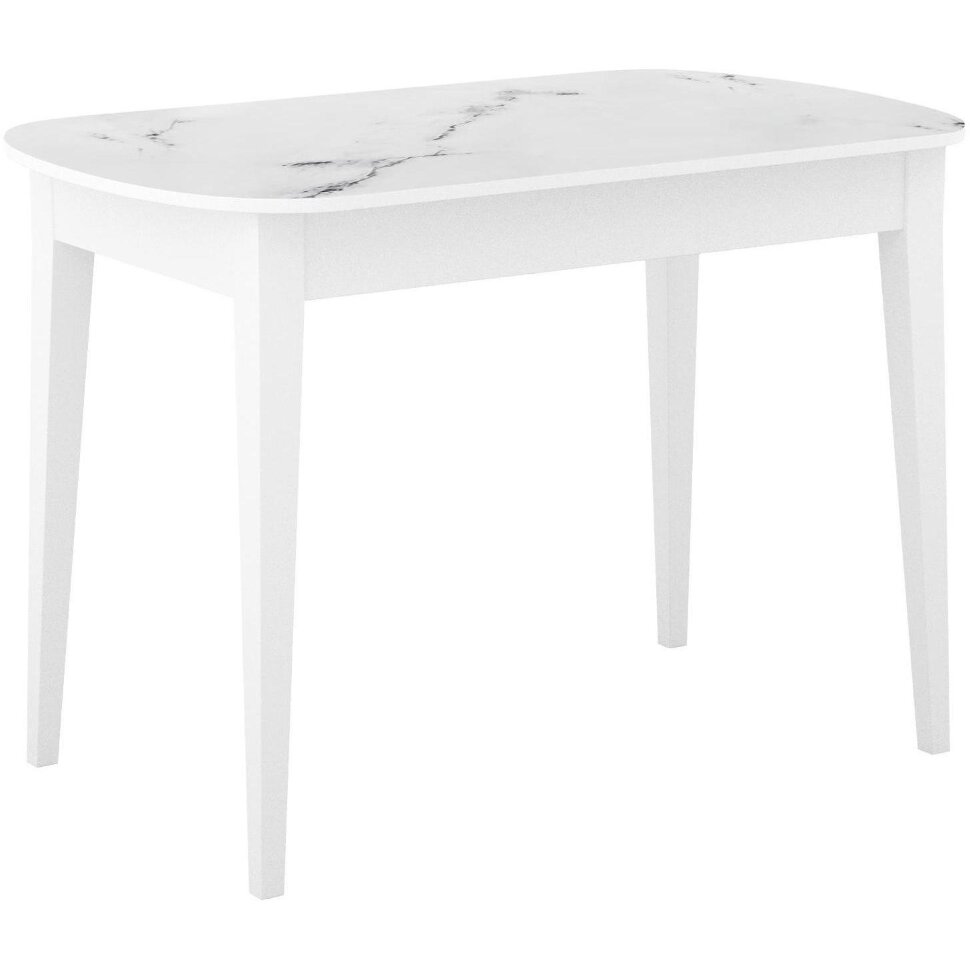 Стол DikLine M130 белый/стекло белый мрамор сатин optiwhite/опоры MM белые 