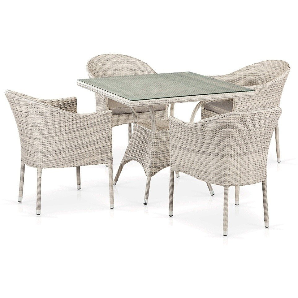 Комплект плетеной мебели T190B/Y350A-W85-90x90 Latte 4Pcs Комплект плетеной мебели T190B/Y350A-W85-90x90 Latte 4Pcs